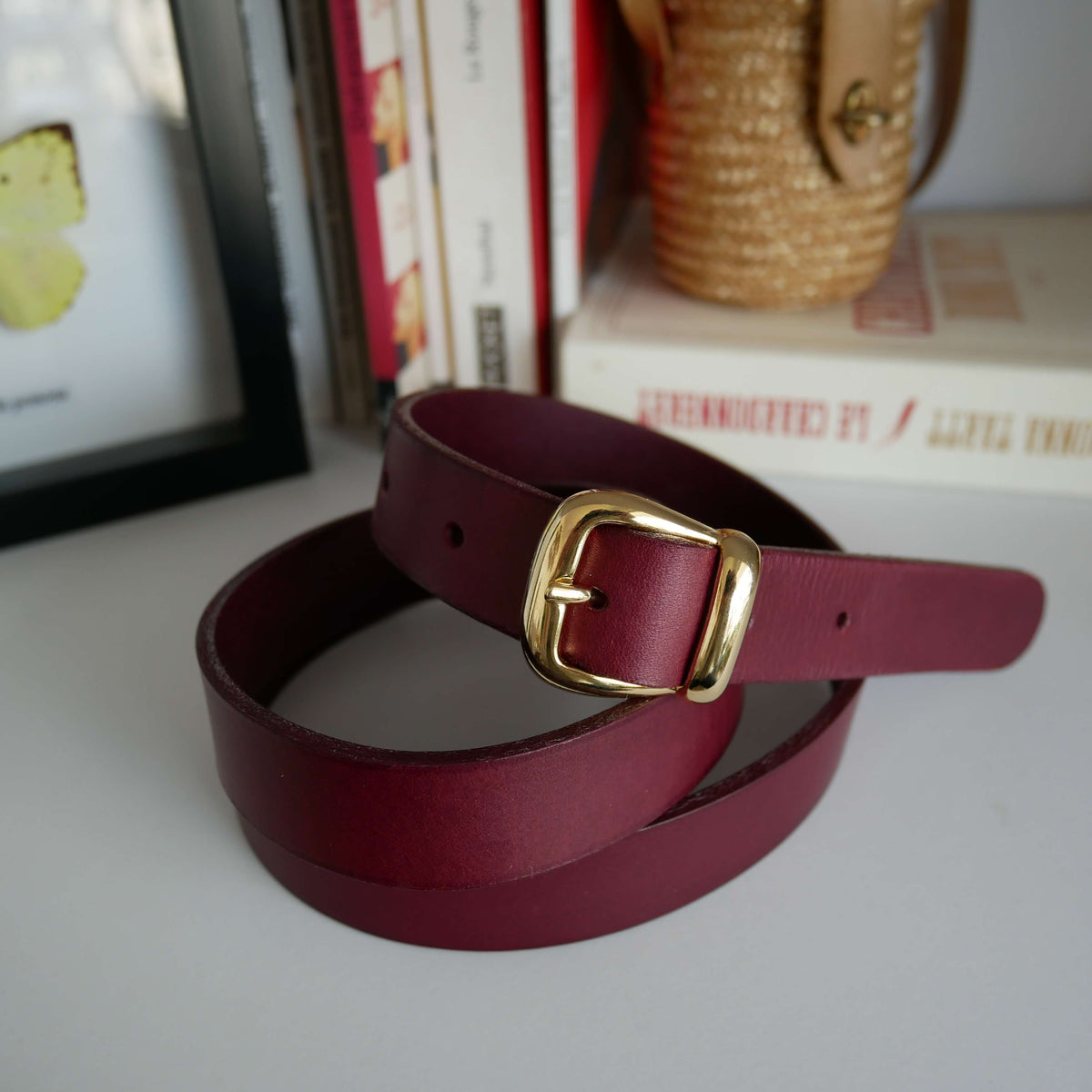 Ceinture fine femme Huguette – Boucle double dorée