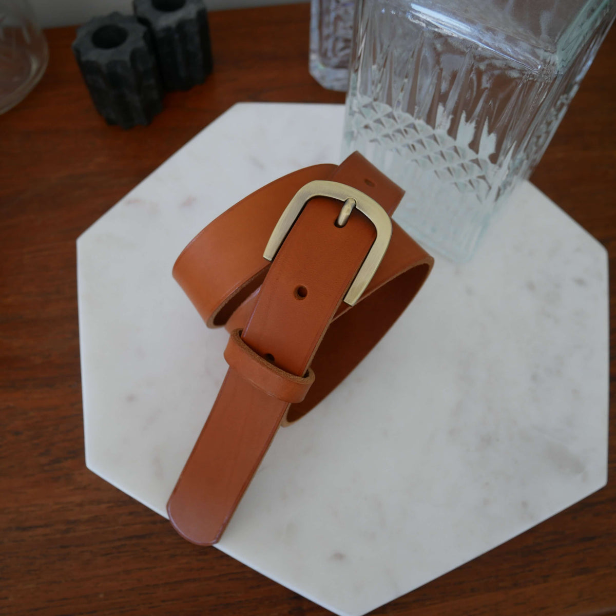 Ceinture Léon homme en cuir – Boucle dorée