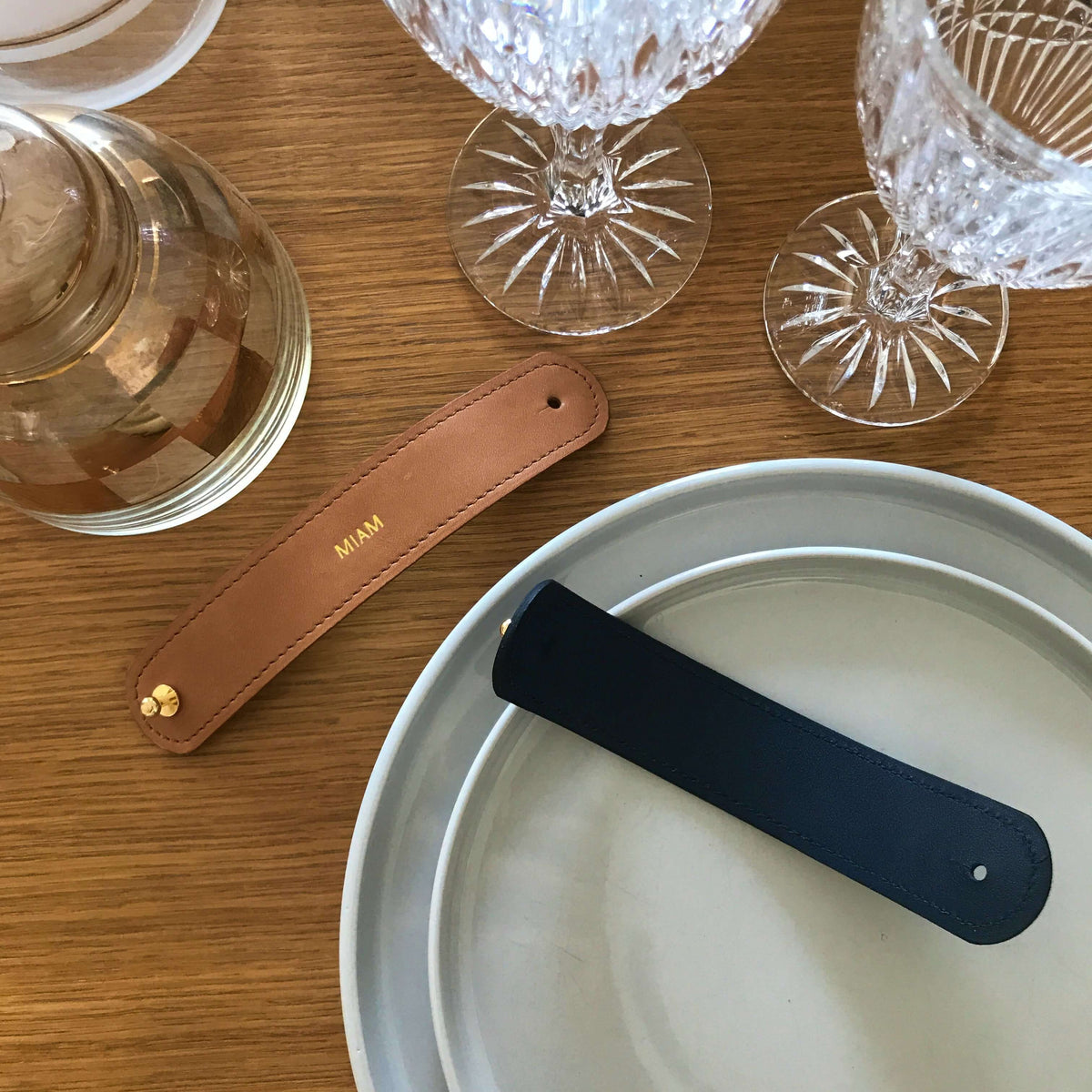 Ronds de serviette personnalisés en cuir