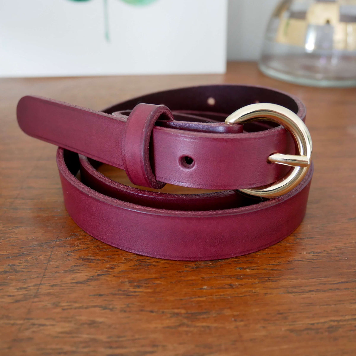Ceinture femme Inès en cuir – Boucle ronde dorée