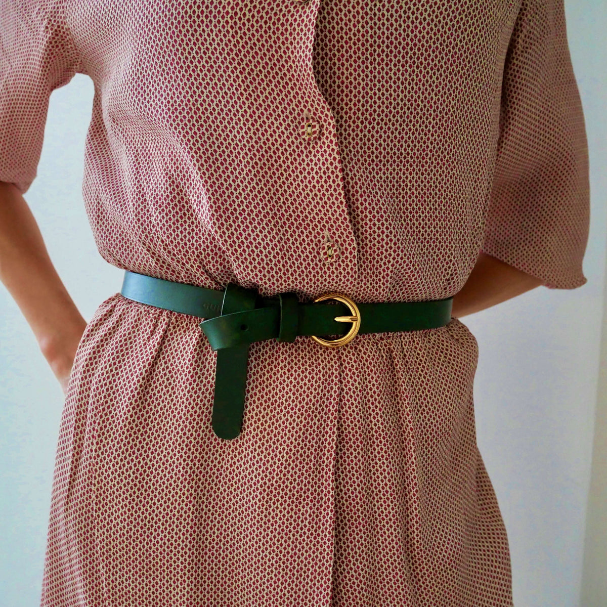 Ceinture femme Inès en cuir – Boucle ronde dorée