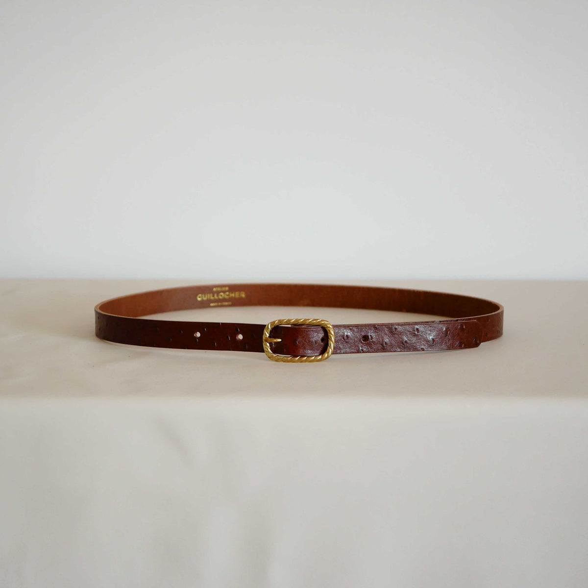 Ceinture fine femme Louise en cuir – Boucle torsadée, 2 cm