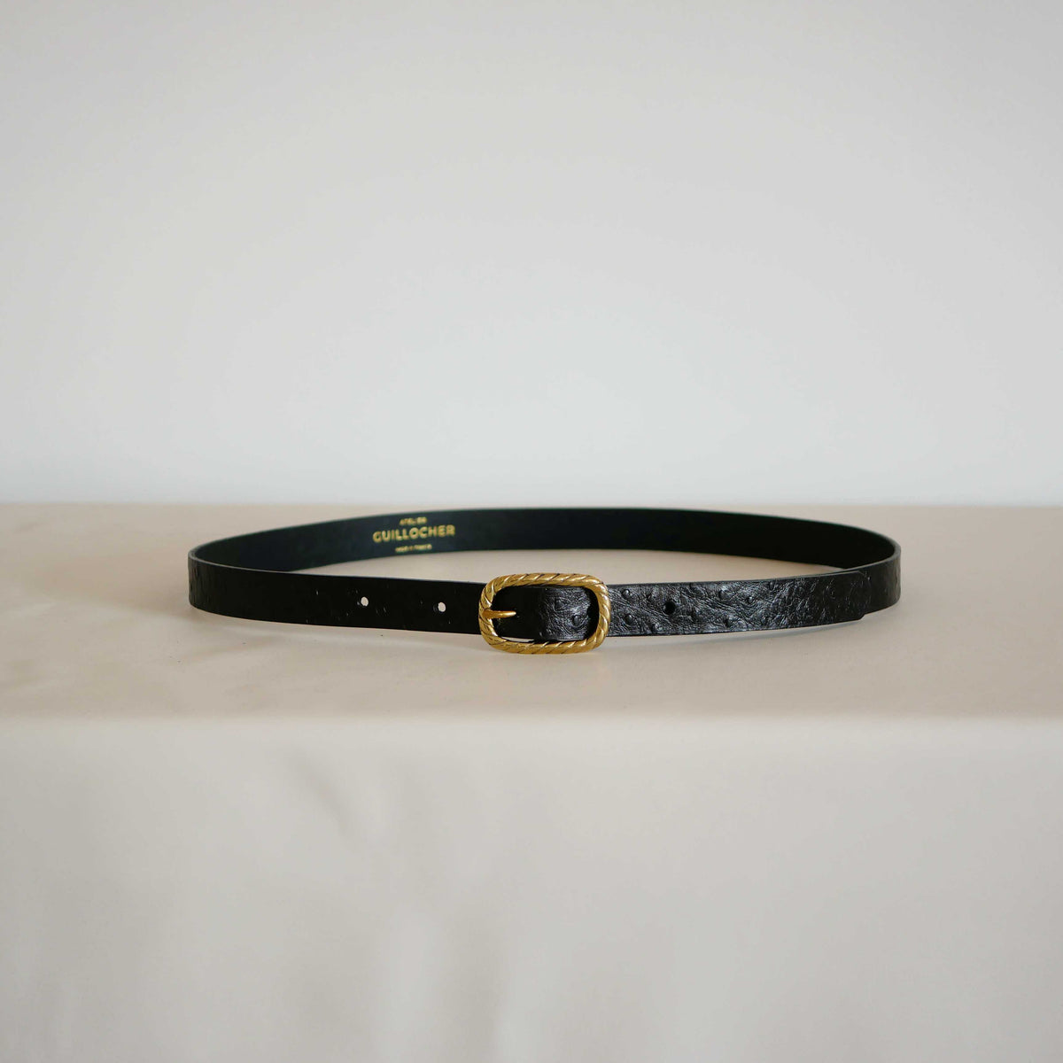 Ceinture fine femme Louise en cuir – Boucle torsadée, 2 cm