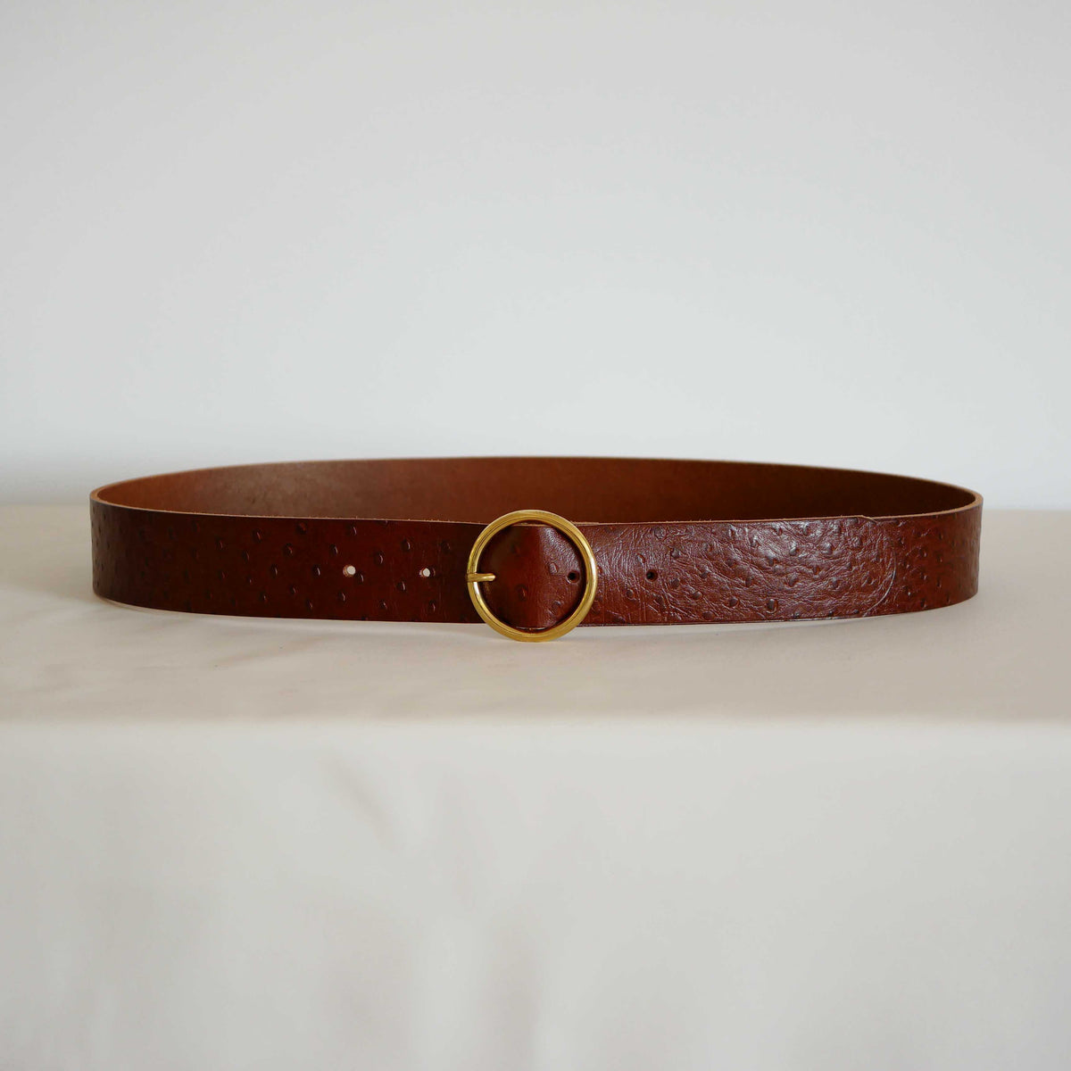 Ceinture femme Marie large en cuir – Boucle ronde, 4 cm