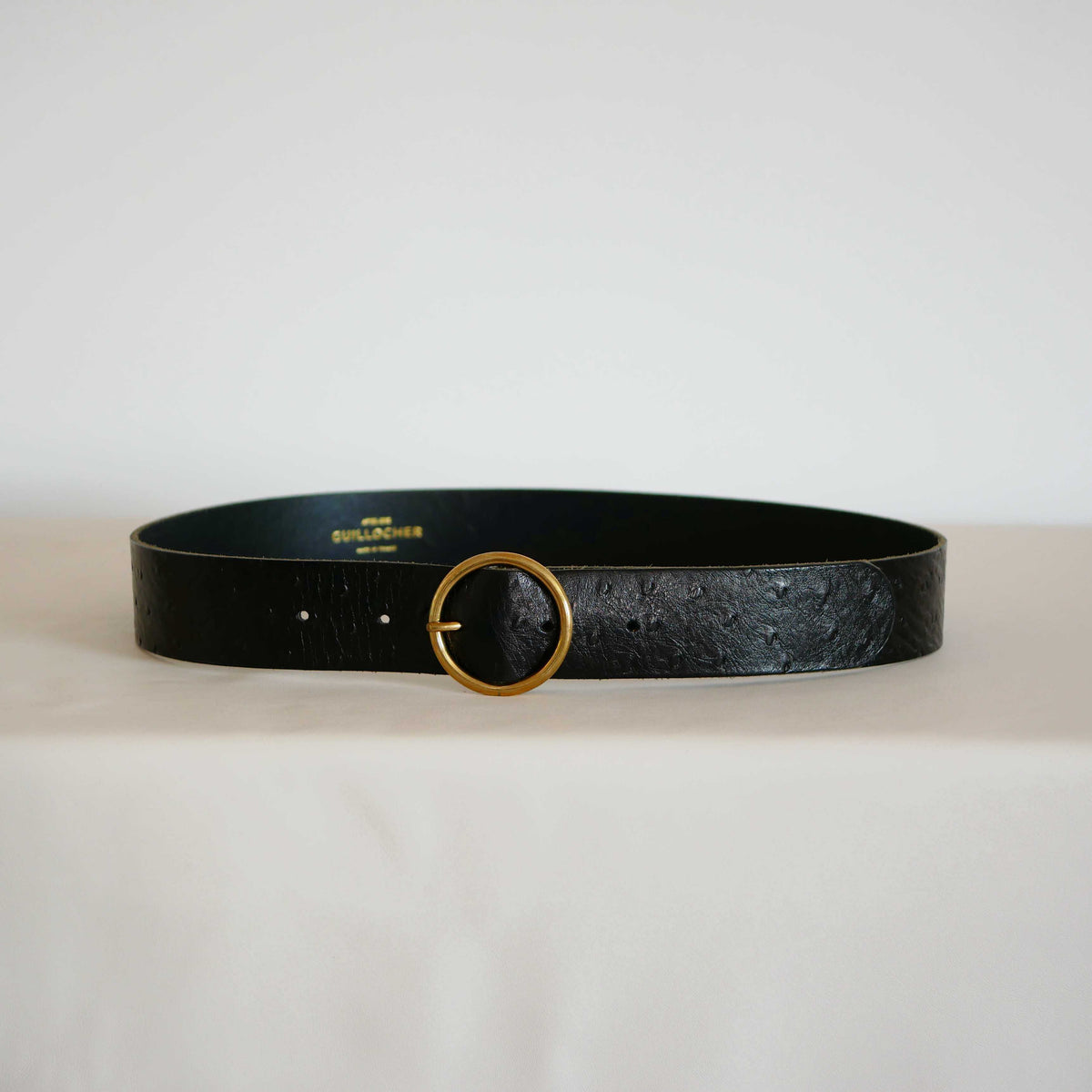 Ceinture femme Marie large en cuir – Boucle ronde, 4 cm