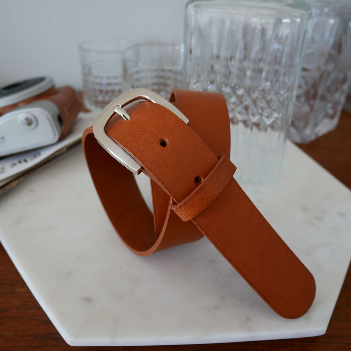Ceinture homme Léon en cuir – Boucle argentée
