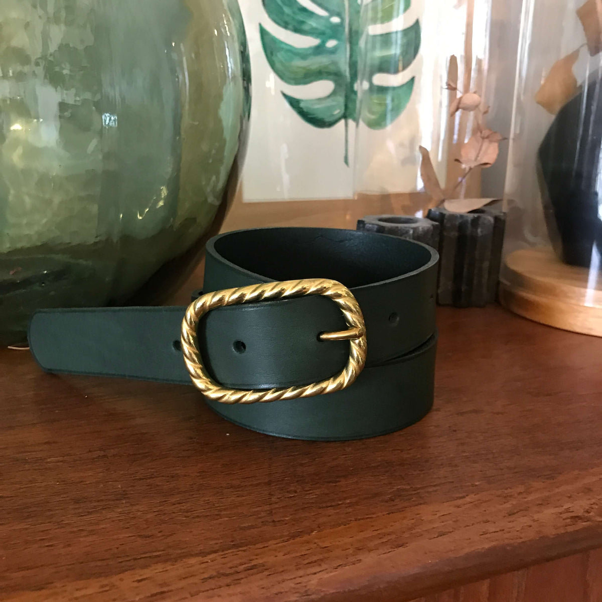 Ceinture femme Louise en cuir – Boucle torsadée, 3 cm