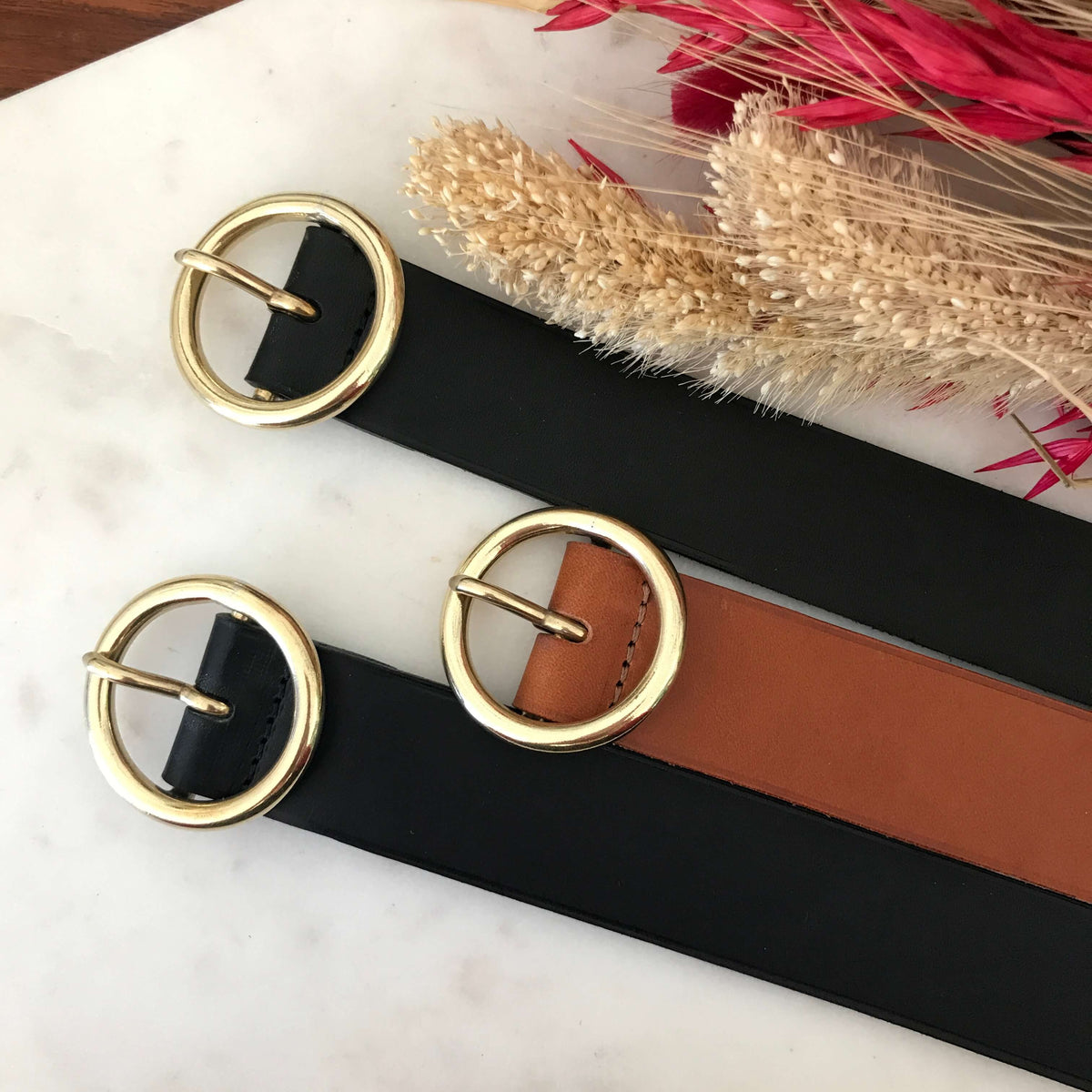 Ceinture femme Marie en cuir – Boucle en laiton français, 3 cm