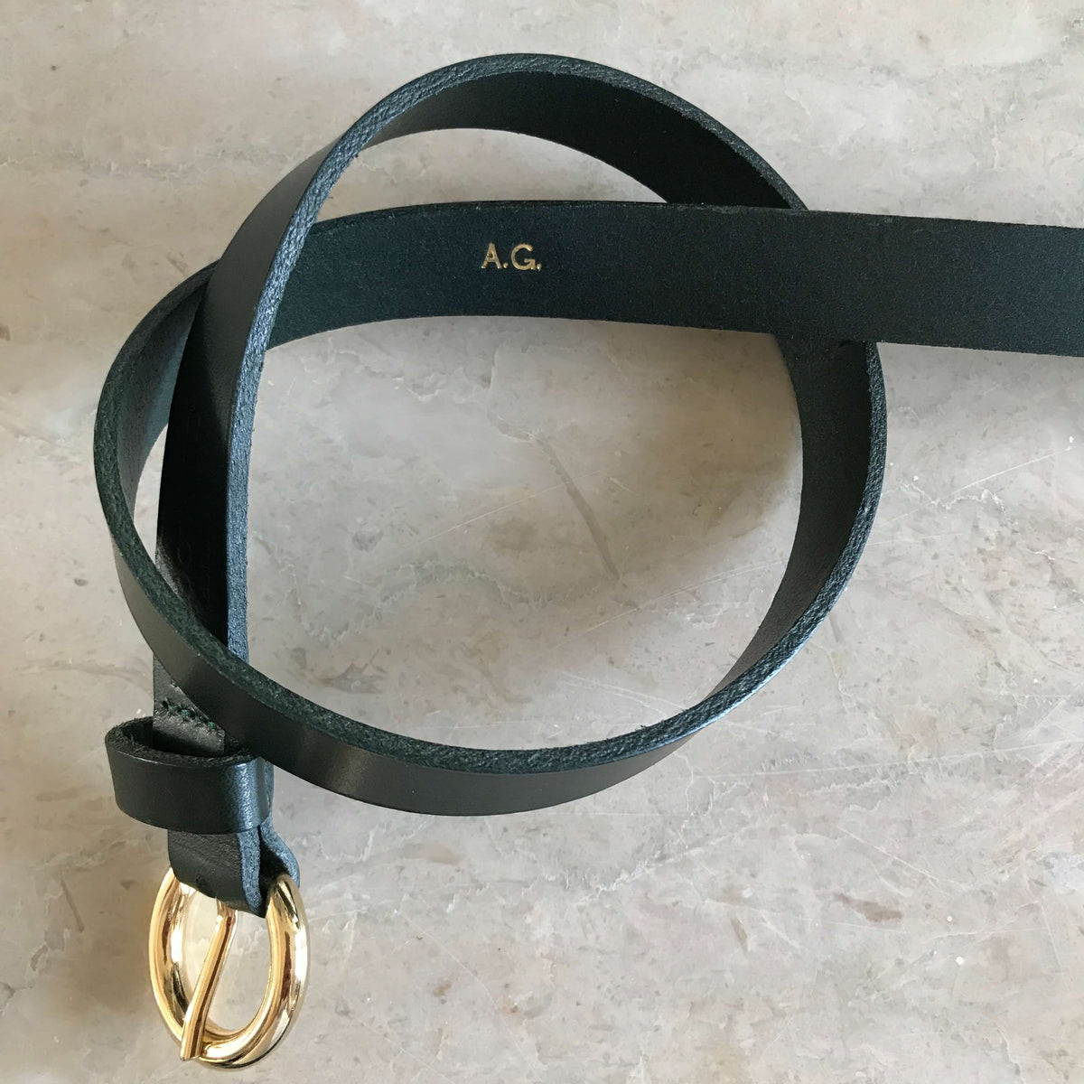Ceinture femme Inès en cuir – Boucle ronde dorée